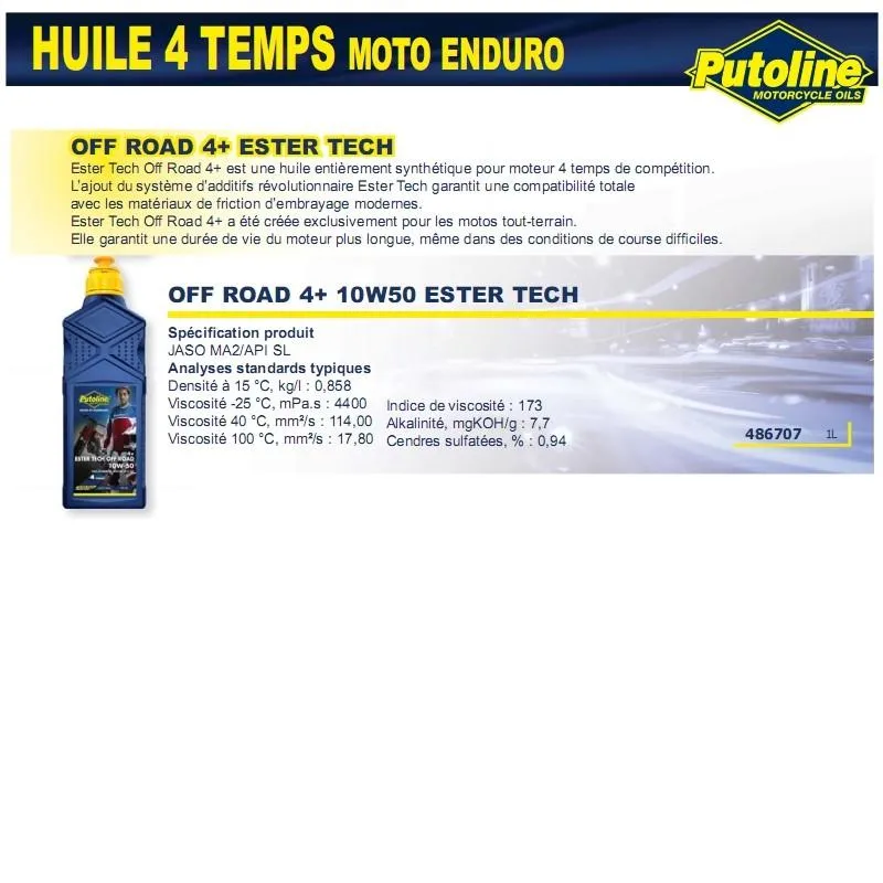 4-Takt-Offroad 4+ 10W50 100% synthetisches Tech-Esteröl 1L PUTOLINE