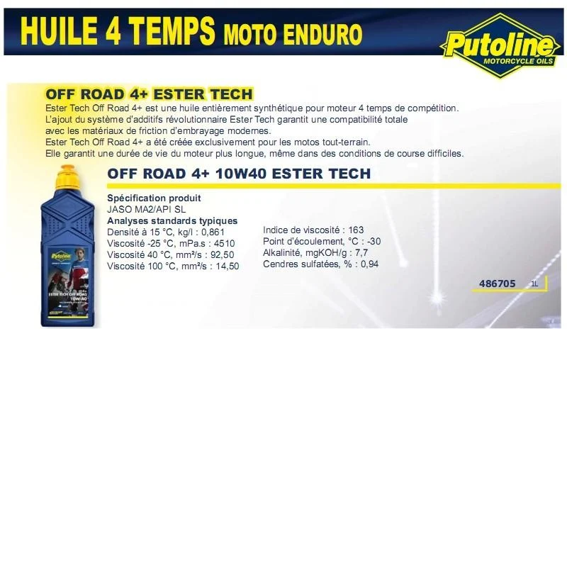 4-Takt-Offroad 4+ 10W40 100% synthetisches Tech-Esteröl 1L PUTOLINE