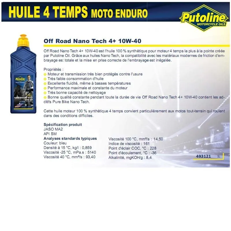 Nano Tech Off Road 4+ 4-Takt-Öl 10W40 100% synthetisches 1L PUTOLINE