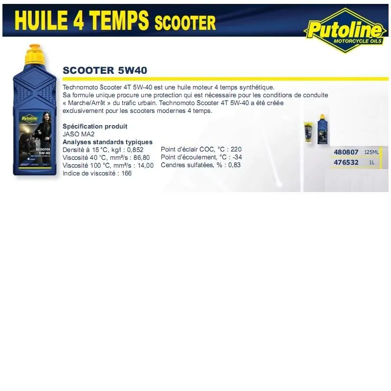 4-Takt-Rolleröl 4T + 5W40 synthetisches 125ML PUTOLINE