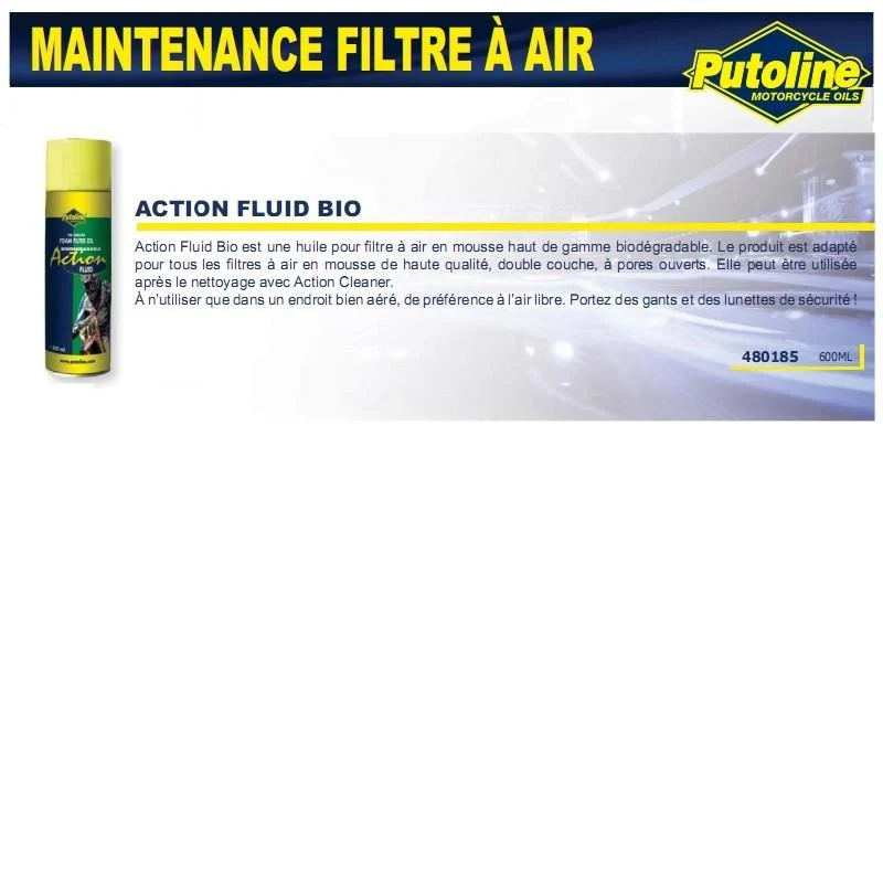 Biologisch abbaubares Luftfilteröl für Schaum (Aerosol) 600ML PUTOLINE