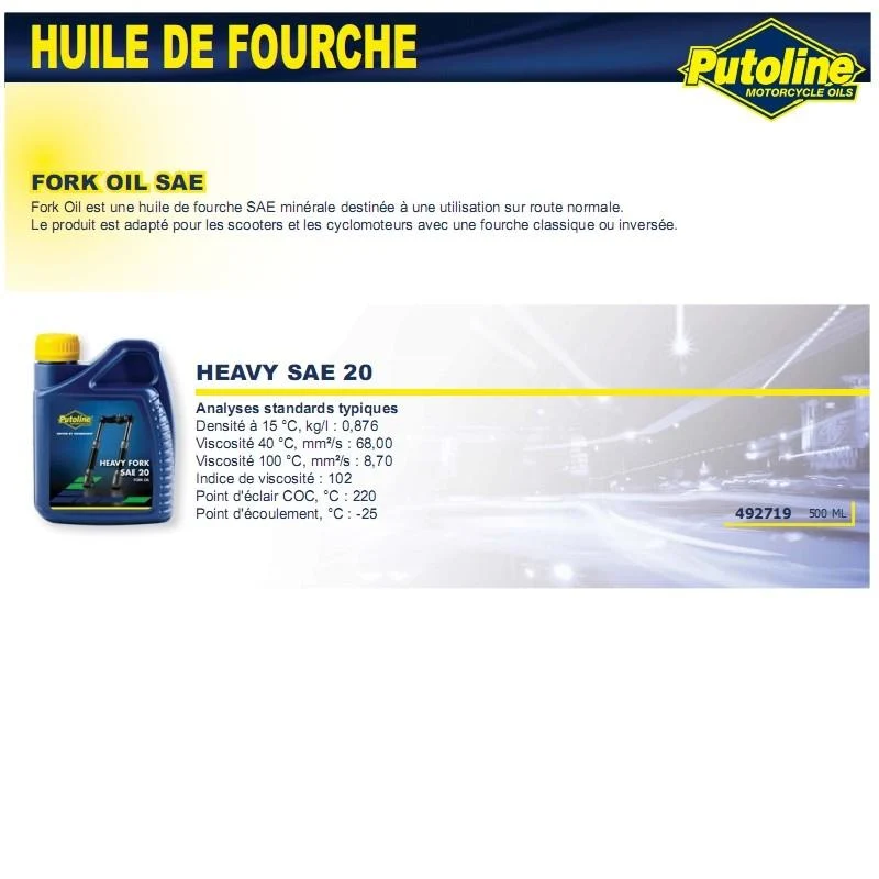 Schweres Gabelöl SAE 20 Mineral 500ML PUTOLINE