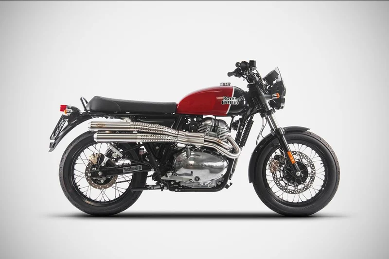 Zard Racing Flacher Edelstahlauspuff Royal Enfield Continental GT / Abfangjäger