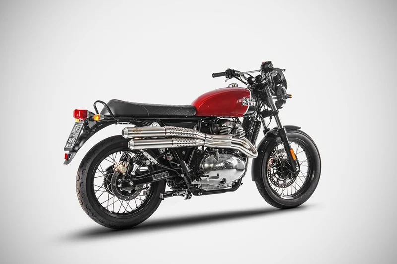 Zard Racing Flacher Edelstahlauspuff Royal Enfield Continental GT / Abfangjäger