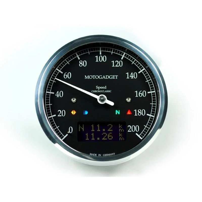CHRONOCLASSIC-Zähler Motogadget Schwarz / Schwarz-Edelstahl-Bildschirm