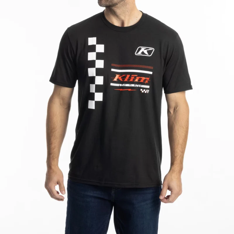 Klim T-Shirt Checkered Flag Tri-Blend Tee Black White