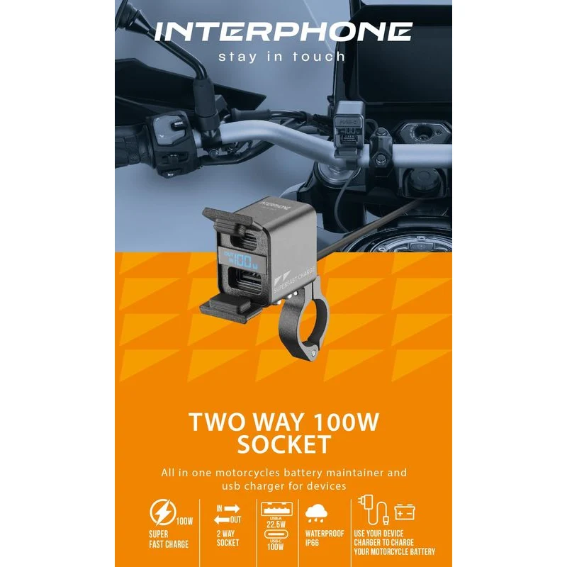 Interphone Two Way 100W Steckdosen-Ladegerät & Stromanschluss