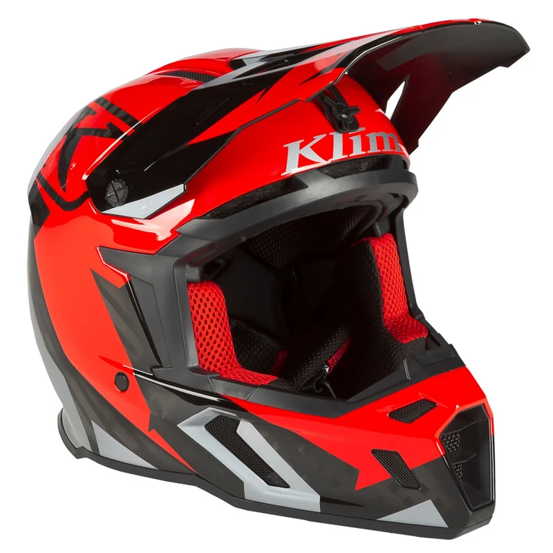 Klim F5 Helm ECE Amp Fiery Red - Metallic Silver