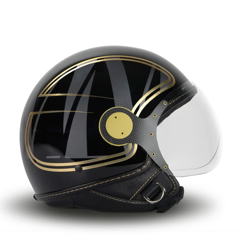 Casco Jet Elegant in Black Gold