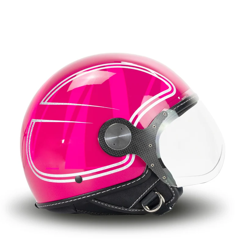 Casco Jet Elegant in Fuxia Glitter