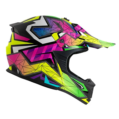 CGM 267S DIRT-X ARROW CASCO DE MOTO VERDE GIALLO VIOLA FLUO