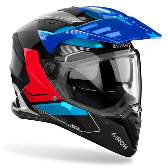 AIROH BANDIT TUNE AVENTURA CASCO DE MOTO AZUL ROJO BRILLO