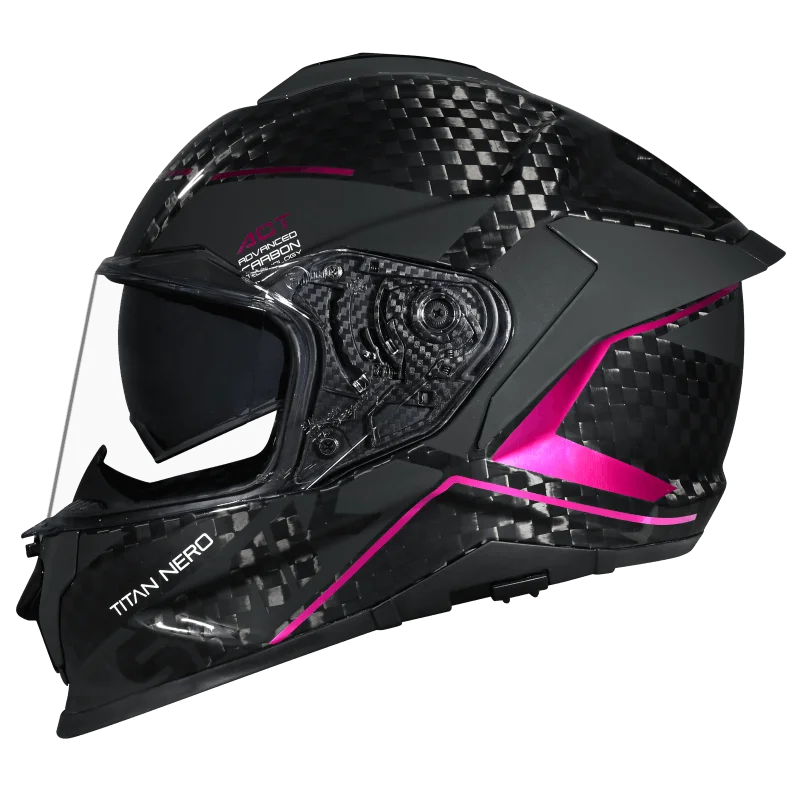 SMK TITAN CARBON CASCO DE MOTO GLOSS NEGRO GRIS ROSA