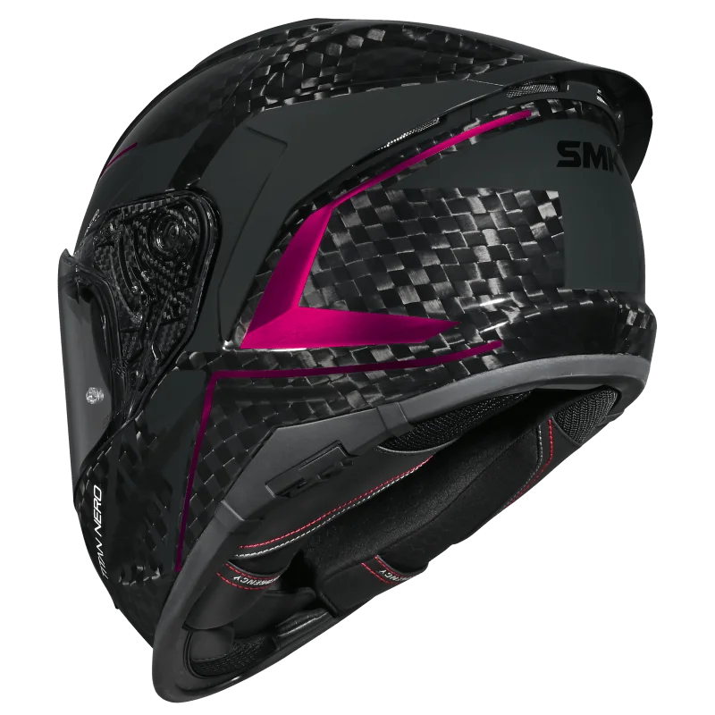 SMK TITAN CARBON CASCO DE MOTO GLOSS NEGRO GRIS ROSA