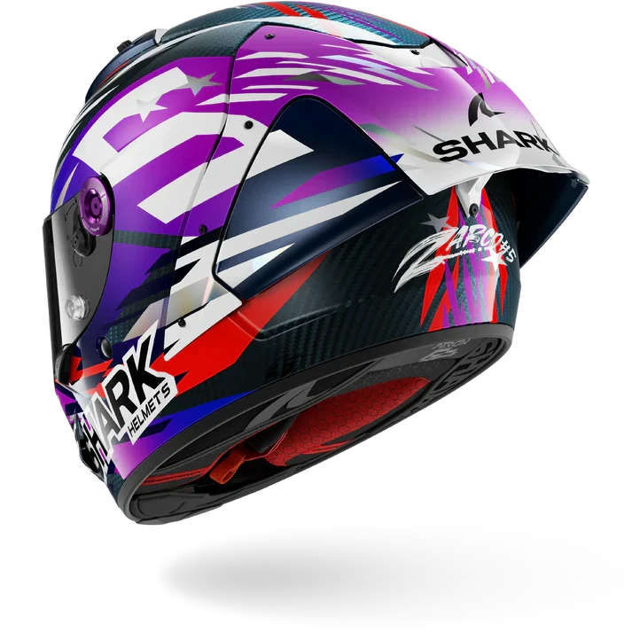SHARK AERON-GP FIM RACING #2 REPLICA ZARCO SIGNATURE 2026 CASCO DE MOTO CARBONO VIOLETA CROMO