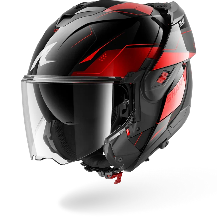 SHARK OXO MEKARIUM CASCO DE MOTO ROJO CROMO NEGRO