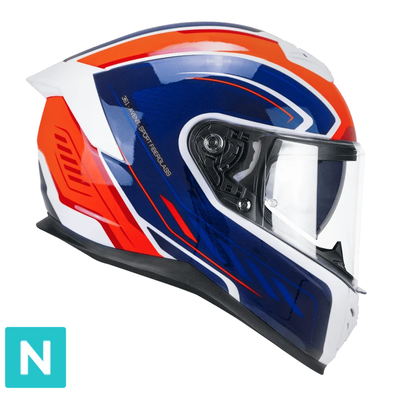 CGM 361S AVENT FIBRA RACE CASCO INTEGRAL BLANCO AZUL FLÚOR ROJO