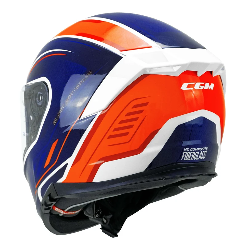 CGM 361S AVENT FIBRA RACE CASCO INTEGRAL BLANCO AZUL FLÚOR ROJO