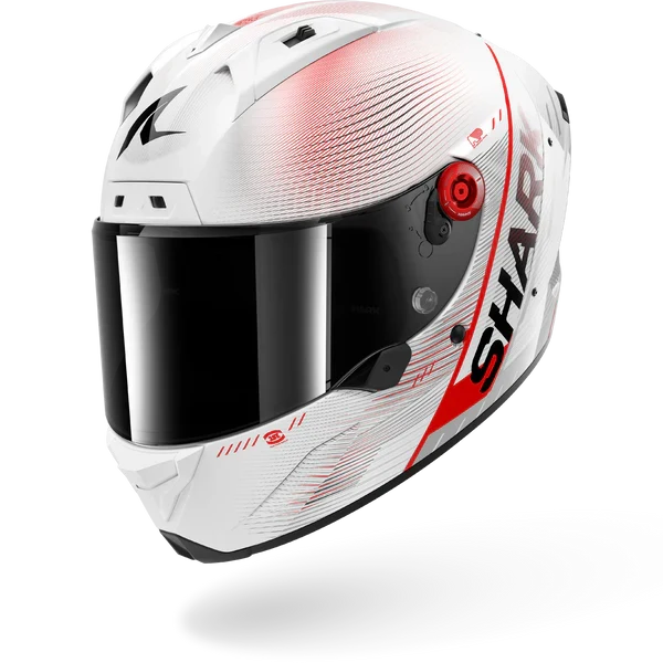 SHARK AERON SPEED-TECH Carbon Blanco Rojo Casco De Moto