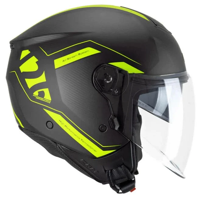 CGM 126G IPER CITY Casco Jet De Moto Negro Amarillo FLÚORro
