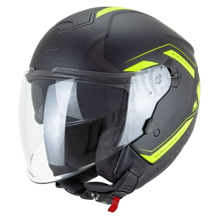 CGM 126G IPER CITY Casco Jet De Moto Negro Amarillo FLÚORro