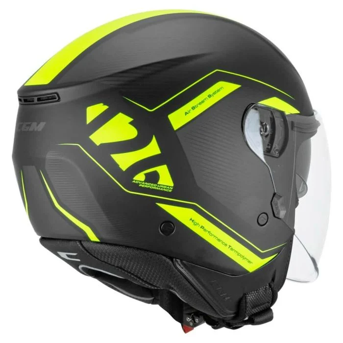 CGM 126G IPER CITY Casco Jet De Moto Negro Amarillo FLÚORro