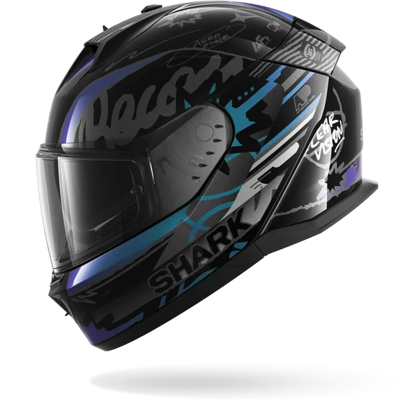 SHARK D-SKWAL 3 STREETRUSH NEGRO Green Chrome Casco De Moto