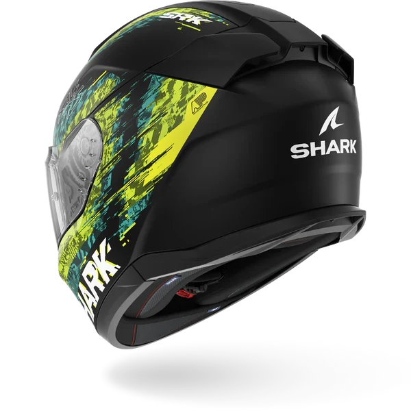 SHARK D-SKWAL 3 SPEED-VIB Mat NEGRO Green Azul Casco De Moto