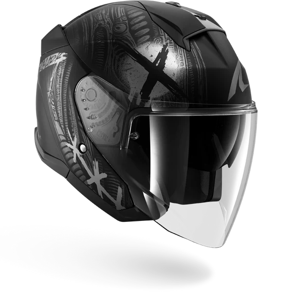 SHARK SKWAL JET SHIEVER Mat NEGRO Anthra Plata Casco De Moto