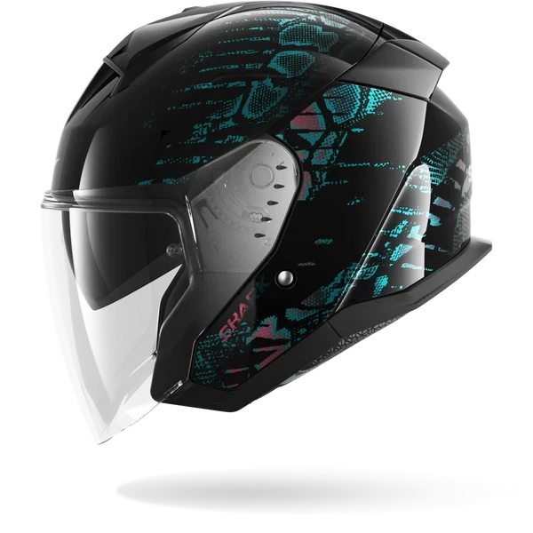 SHARK SKWAL JET REPTAIA NEGRO Violeta Glitter Casco De Moto