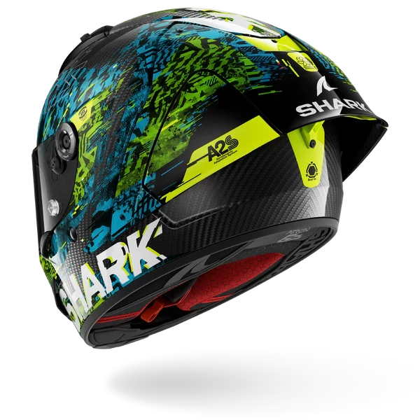 SHARK AERON-GP FIM RACING #2 SPEED-VIB Carbon Azul Green Casco De Moto