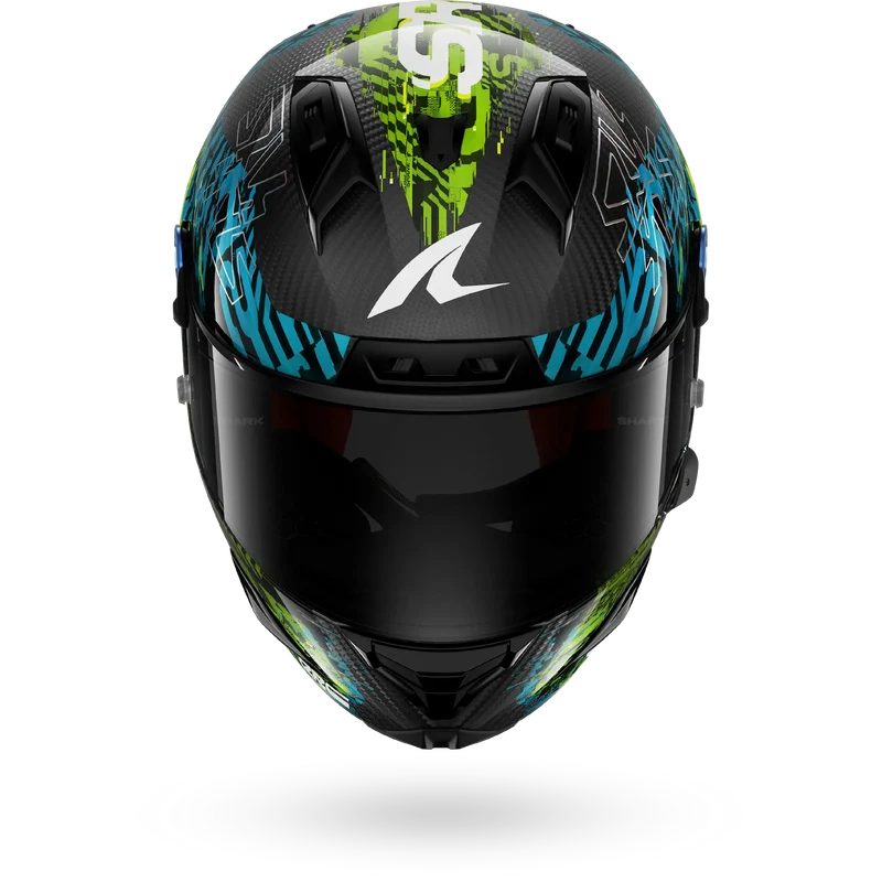 SHARK AERON-GP FIM RACING #2 SPEED-VIB Carbon Azul Green Casco De Moto