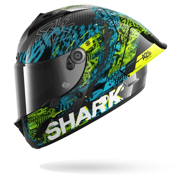 SHARK AERON-GP FIM RACING #2 SPEED-VIB Carbon Azul Green Casco De Moto