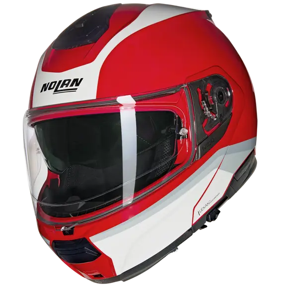 NOLAN N100-6 INCOGNITO 345 Modular Casco Rosso Bianco Argento