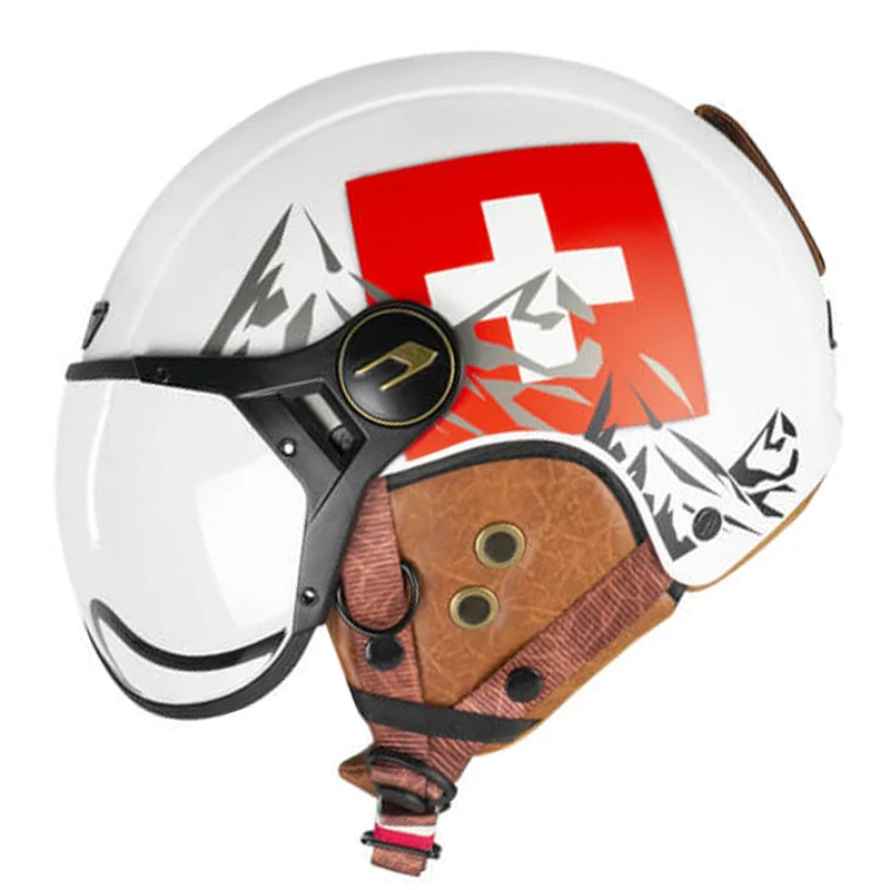 CGM 801C JET EBI SVIZZERA Abierto Casco Blanco Rojo Opaco