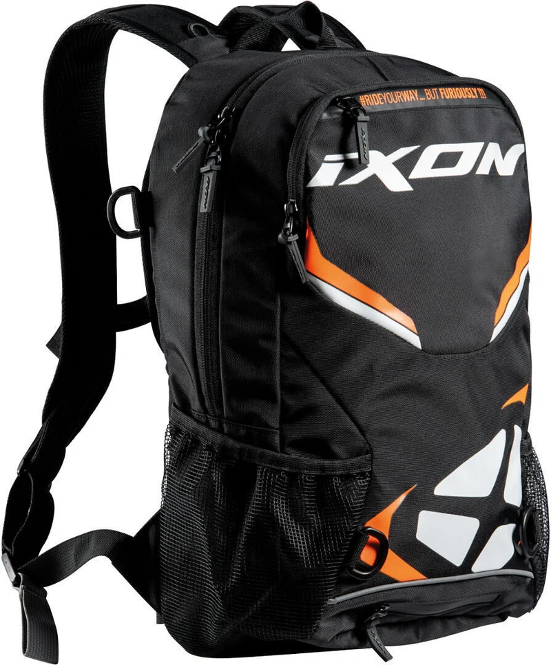 IXON R-Tension 23 Mochila TEXTIL Moto Negro Blanco Naranja 23 L