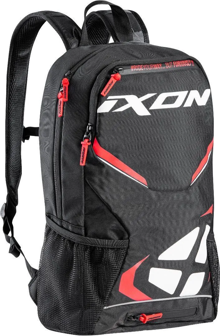 IXON R-Tension 23 Mochila TEXTIL Moto Negro Blanco Rojo 23 L
