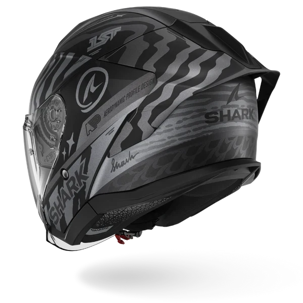 SHARK SKWAL JET CUP SPEED-FANCY Mat NEGRO Anthra Plata Casco De Moto