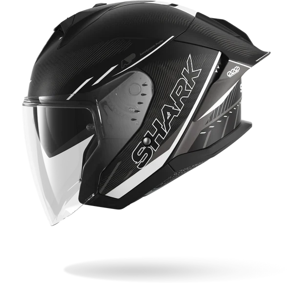 SHARK SKWAL JET CUP SPEED-TECH Mat NEGRO Blanco Anthra Casco De Moto