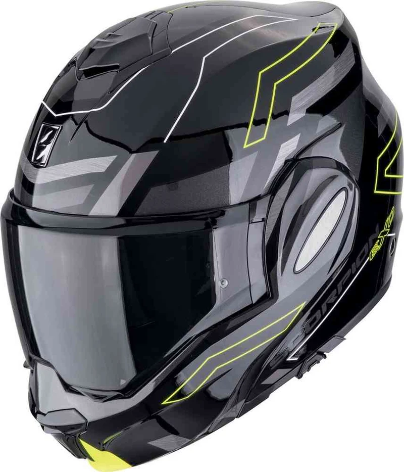 SCORPION EXO Tech Evo Conquer Casco modular Negro Amarillo
