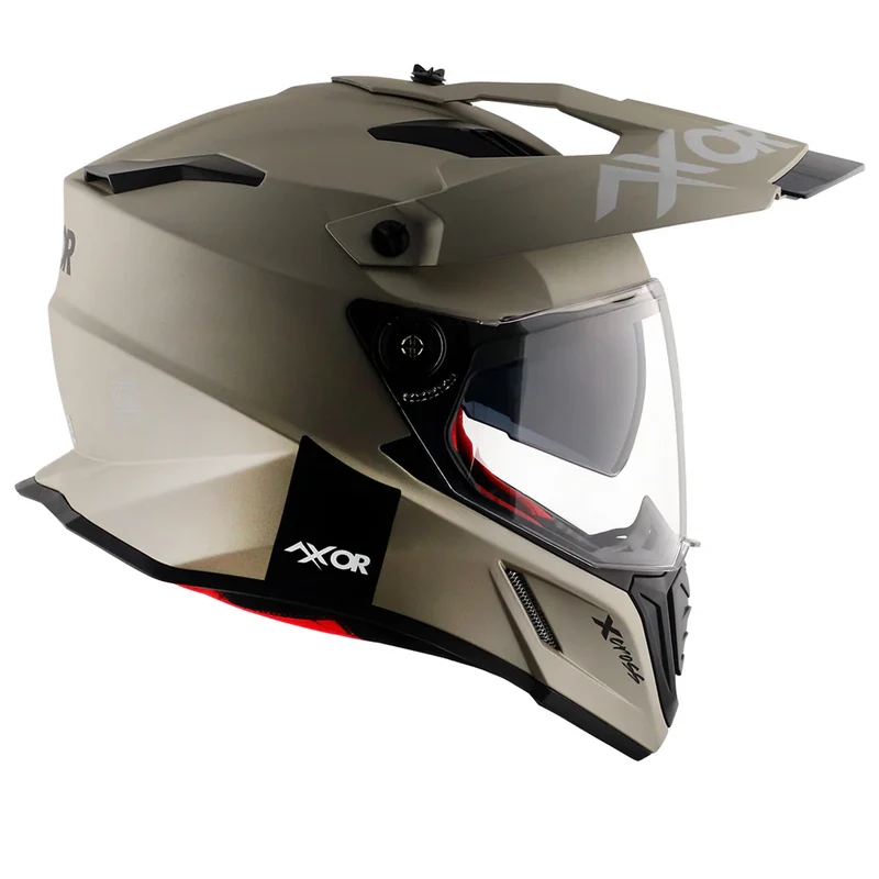 AXOR X-CROSS CASCO DOBLE VISERA DEPORTIVO DUAL MOTOCICLETA ARENA MATE