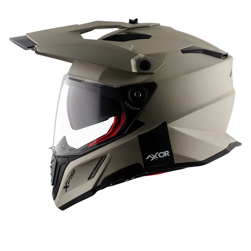 AXOR X-CROSS CASCO DOBLE VISERA DEPORTIVO DUAL MOTOCICLETA ARENA MATE