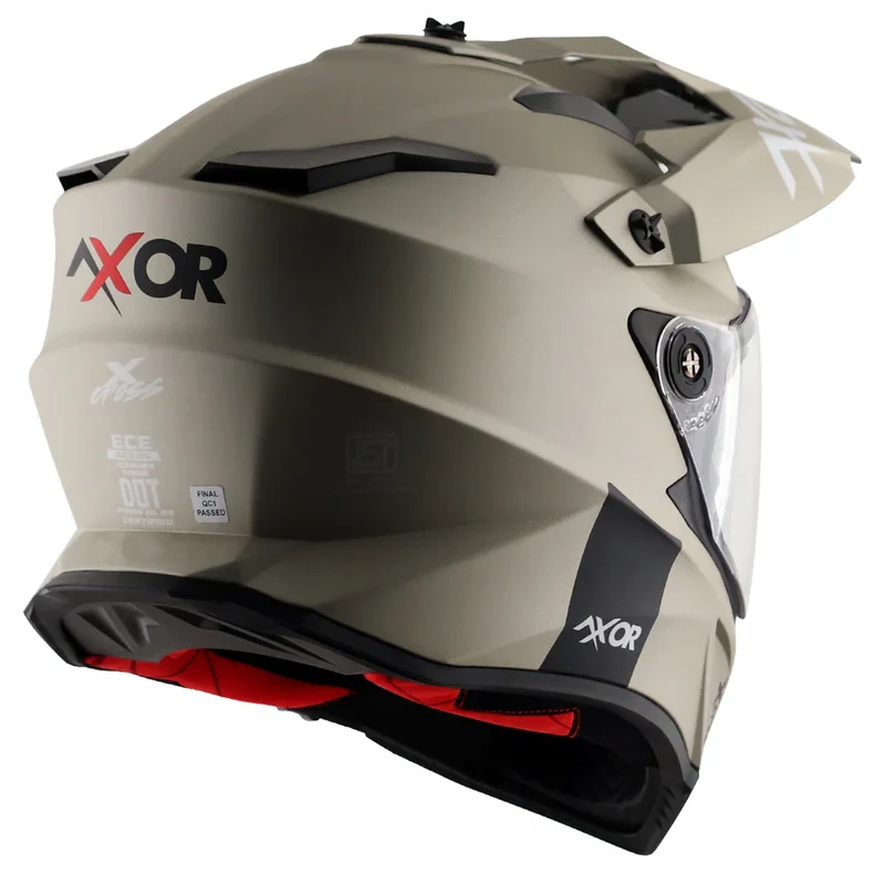 AXOR X-CROSS CASCO DOBLE VISERA DEPORTIVO DUAL MOTOCICLETA ARENA MATE