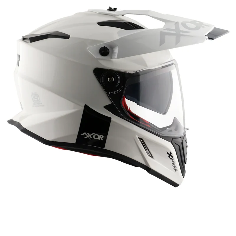 AXOR X-CROSS CASCO DOBLE VISERA DEPORTIVO DUAL MOTOCICLETA BLANCO PERLA