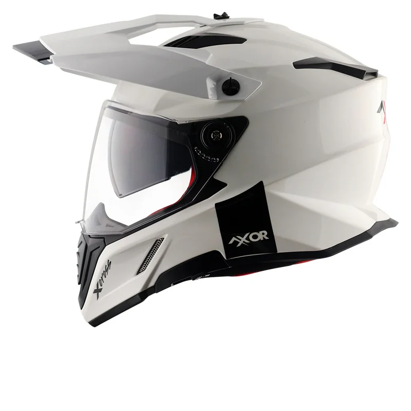 AXOR X-CROSS CASCO DOBLE VISERA DEPORTIVO DUAL MOTOCICLETA BLANCO PERLA