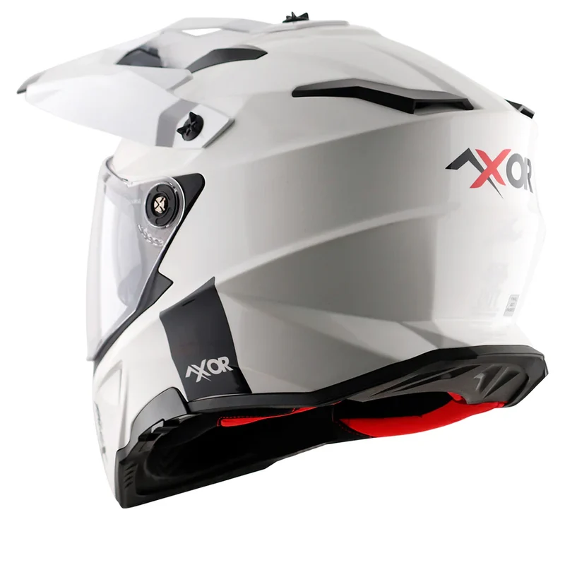 AXOR X-CROSS CASCO DOBLE VISERA DEPORTIVO DUAL MOTOCICLETA BLANCO PERLA