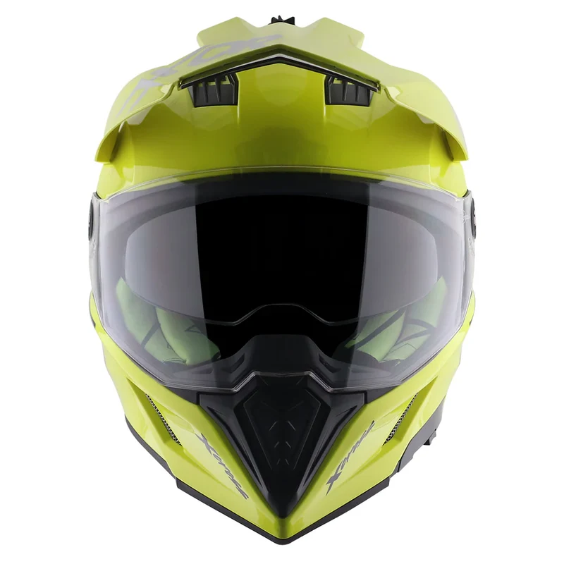 AXOR X-CROSS CASCO DOBLE VISERA DEPORTIVO DUAL MOTOCICLETA AMARILLO FLUOR