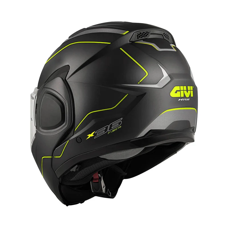 GIVI CASCO FLIP BACK FIBER X36 PLUSE NEGRO MATE PLATA YELLOW