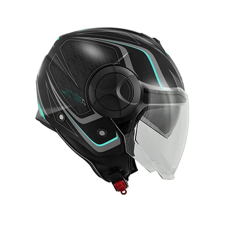 Kappa KV37R EVO con gráficos transparentes Casco Jet motocicleta negro mate
