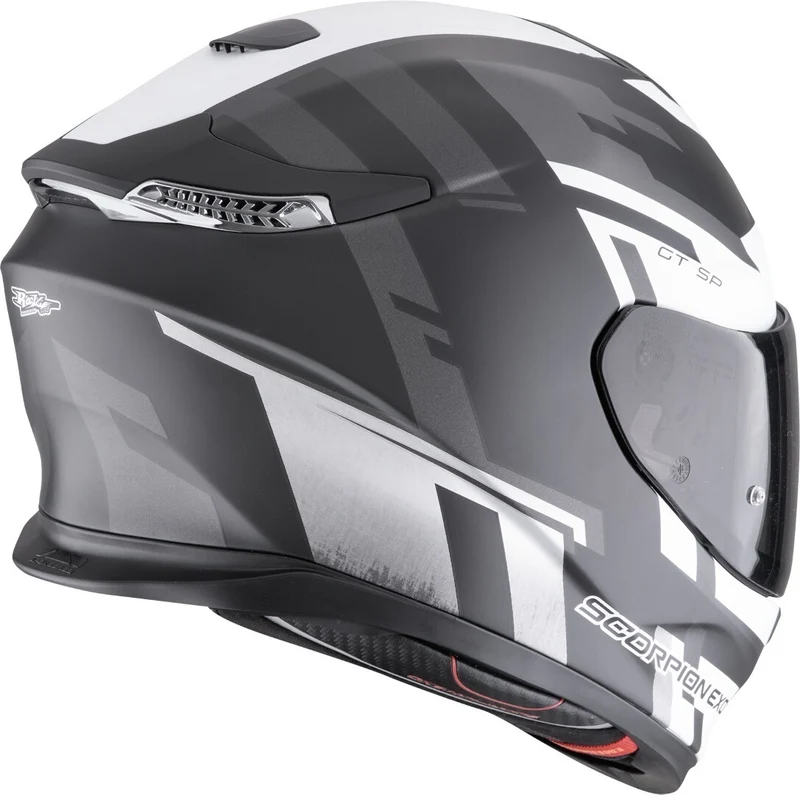 SCORPION CASCOS INTEGRAL EXO-GT SP AIR TORNADO BLANCO NEGRO MATE PLATA